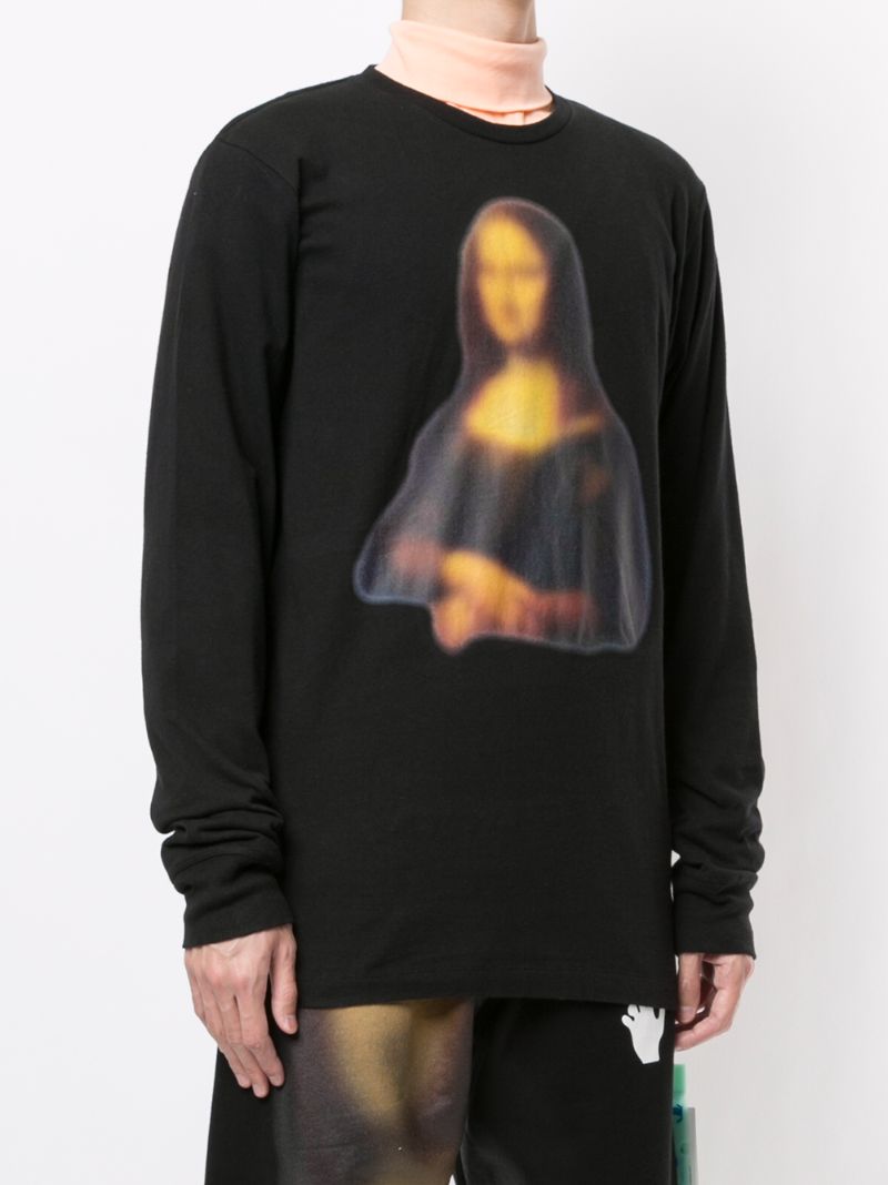 Shop Off-white Blurred Mona Lisa Long-sleeve T-shirt In Black