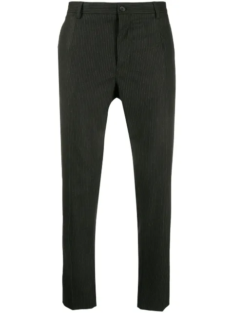 pinstriped tailored trousers