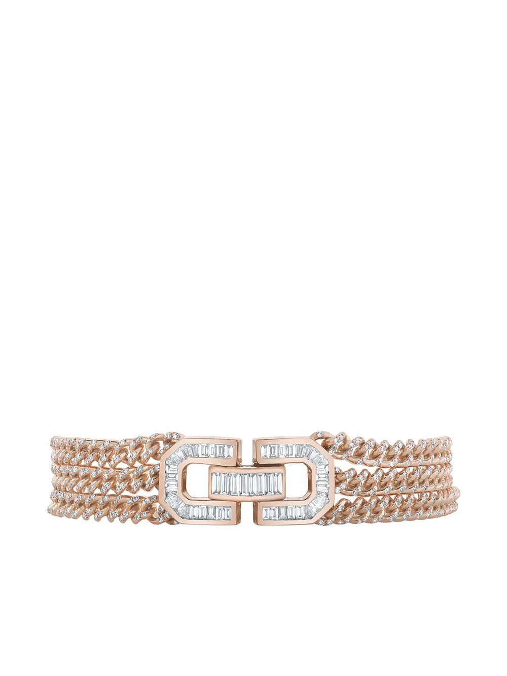 фото Shay 18kt rose gold diamond baguette deco lock link bracelet