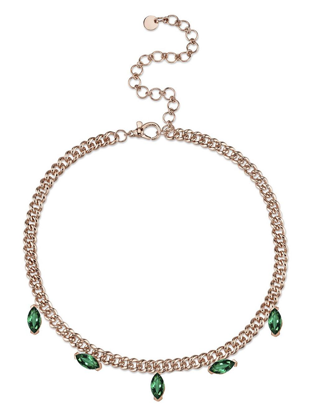 фото Shay 18kt rose gold marquise emerald drop link necklace