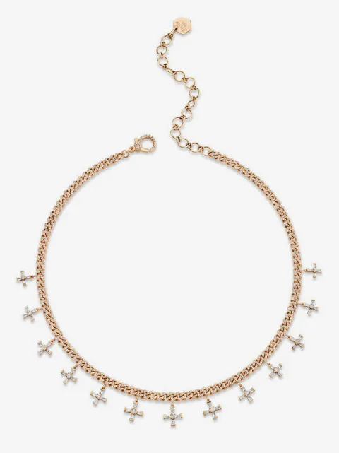SHAY 18kt rose gold diamond Baby Don't Cross Me link necklace