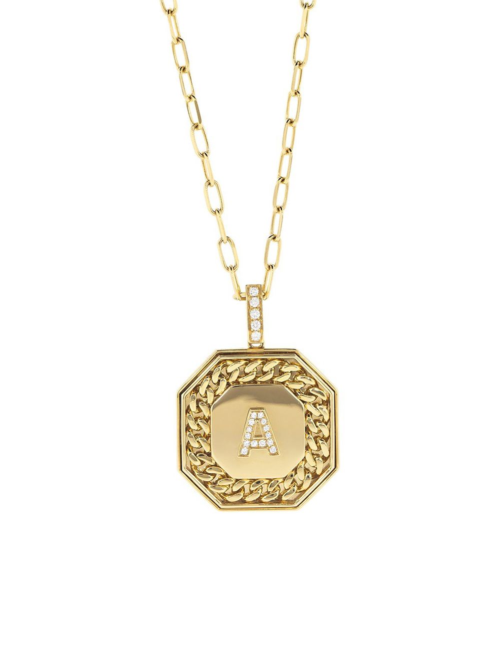 фото Shay 18kt yellow gold initial disc link wrap pendant necklace