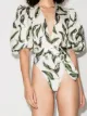 Image 2 of Adriana Degreas leaf print belted bodysuit