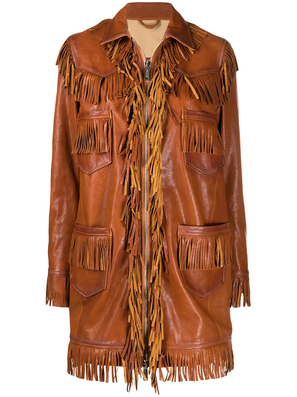 

Dsquared2 fringed leather coat - Brown