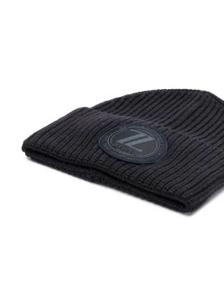 logo-patch ribbed beanie展示图