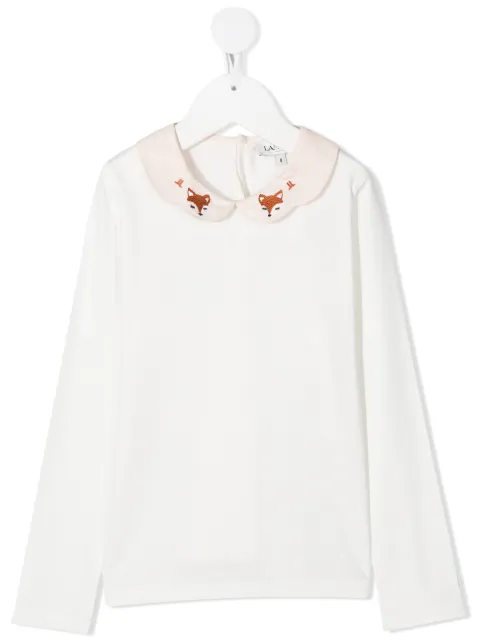 Lanvin Enfant fox-embroidered collar top