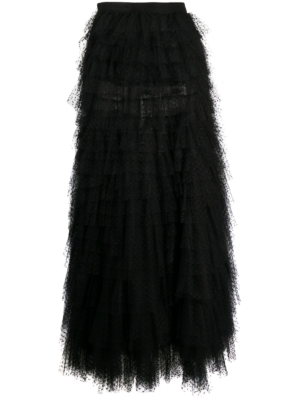 Pre-owned Saint Laurent 1970s Tulle Maxi Skirt In Black