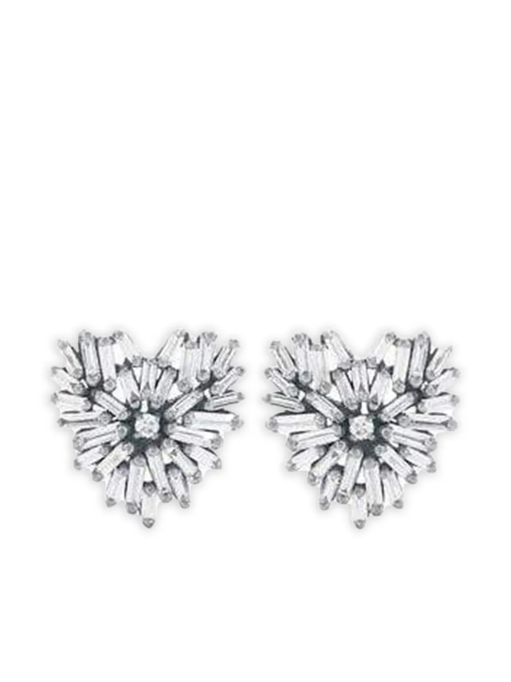 Suzanne Kalan 18K white gold small Heart diamond earrings - ゴールドトーン Suzanne Kalan 18K white gold small Heart diamond earrings - ゴールドトーン