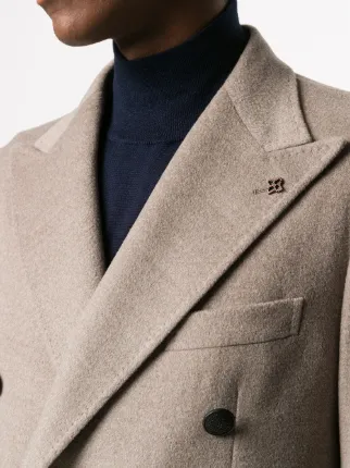 peak lapel double breasted coat展示图