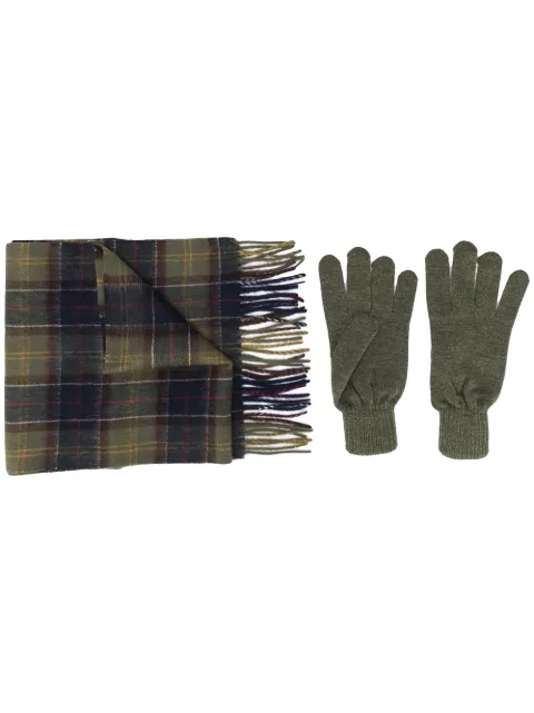 Barbour tartan scarf and gloves set