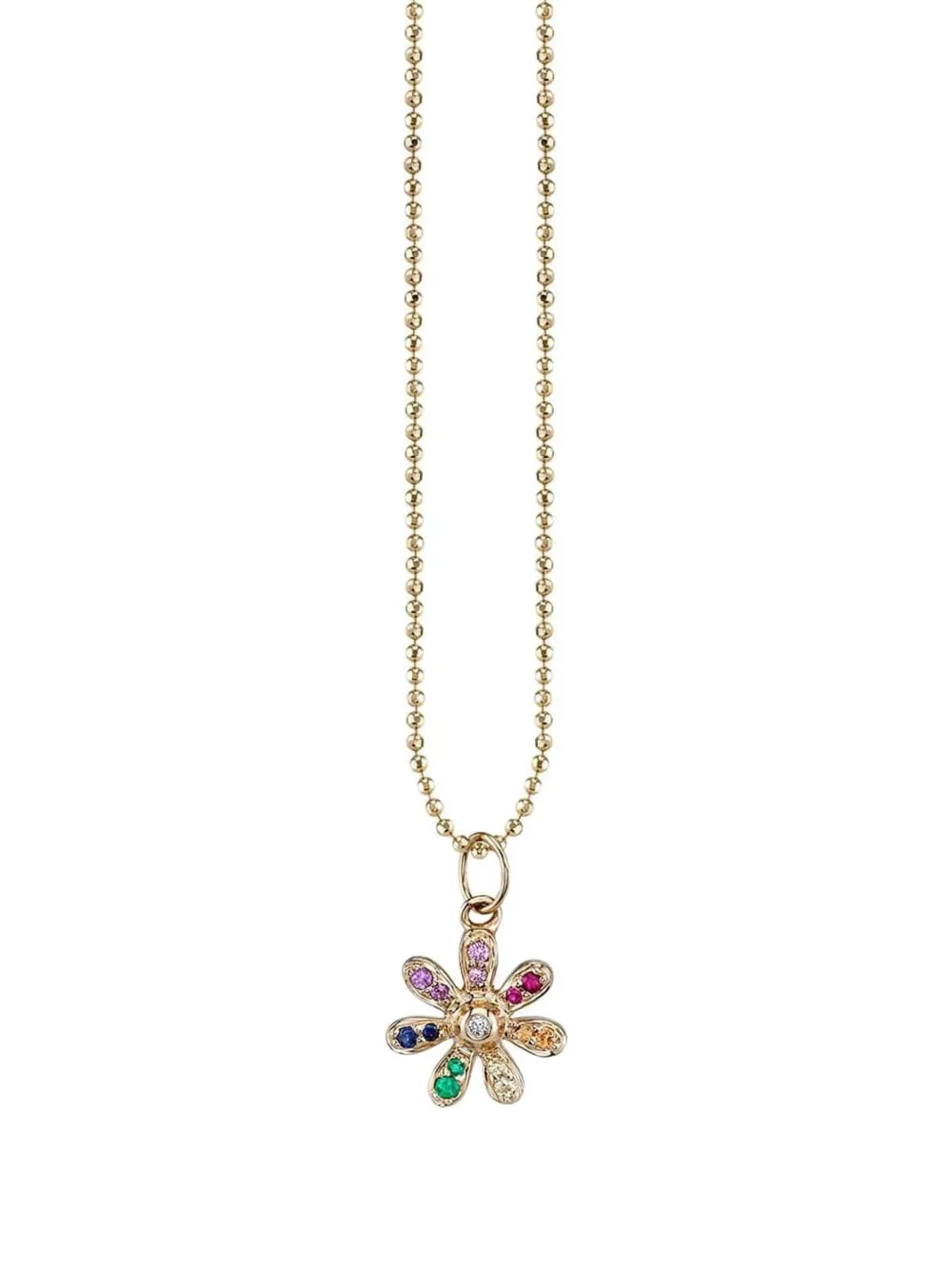 Sydney Evan 14k yellow gold Daisy sapphire necklace | Goud | Image 1