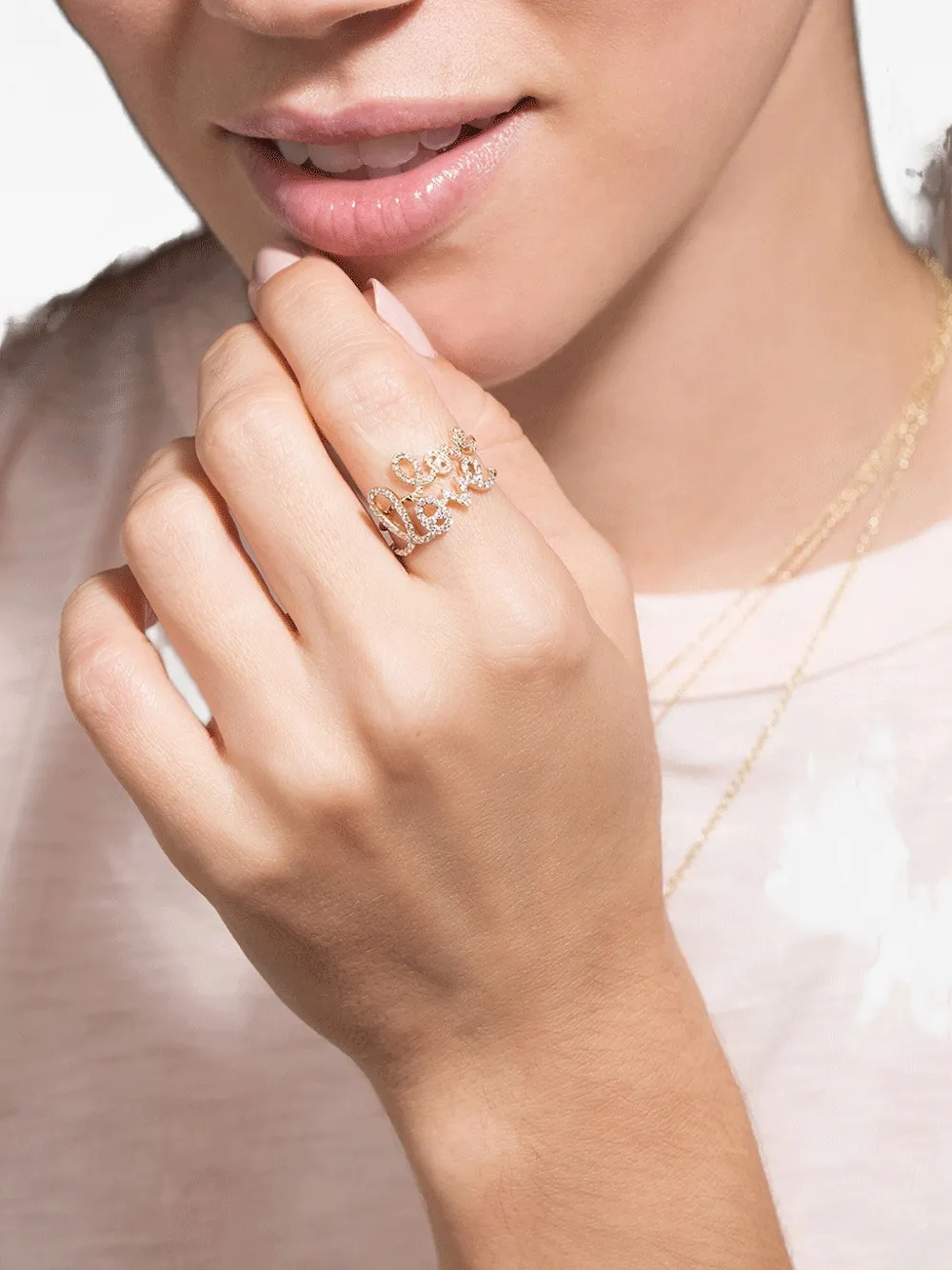 Sydney Evan 14kt Yellow Gold Diamond Love Ring - ゴールドトーン Sydney Evan 14kt Yellow Gold Diamond Love Ring - ゴールドトーン
