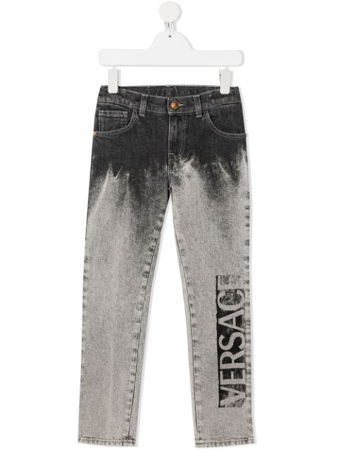Versace Kids logo light-wash jeans