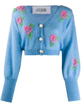 embroidered cropped cardigan