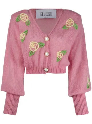 rose embroidered cardigan