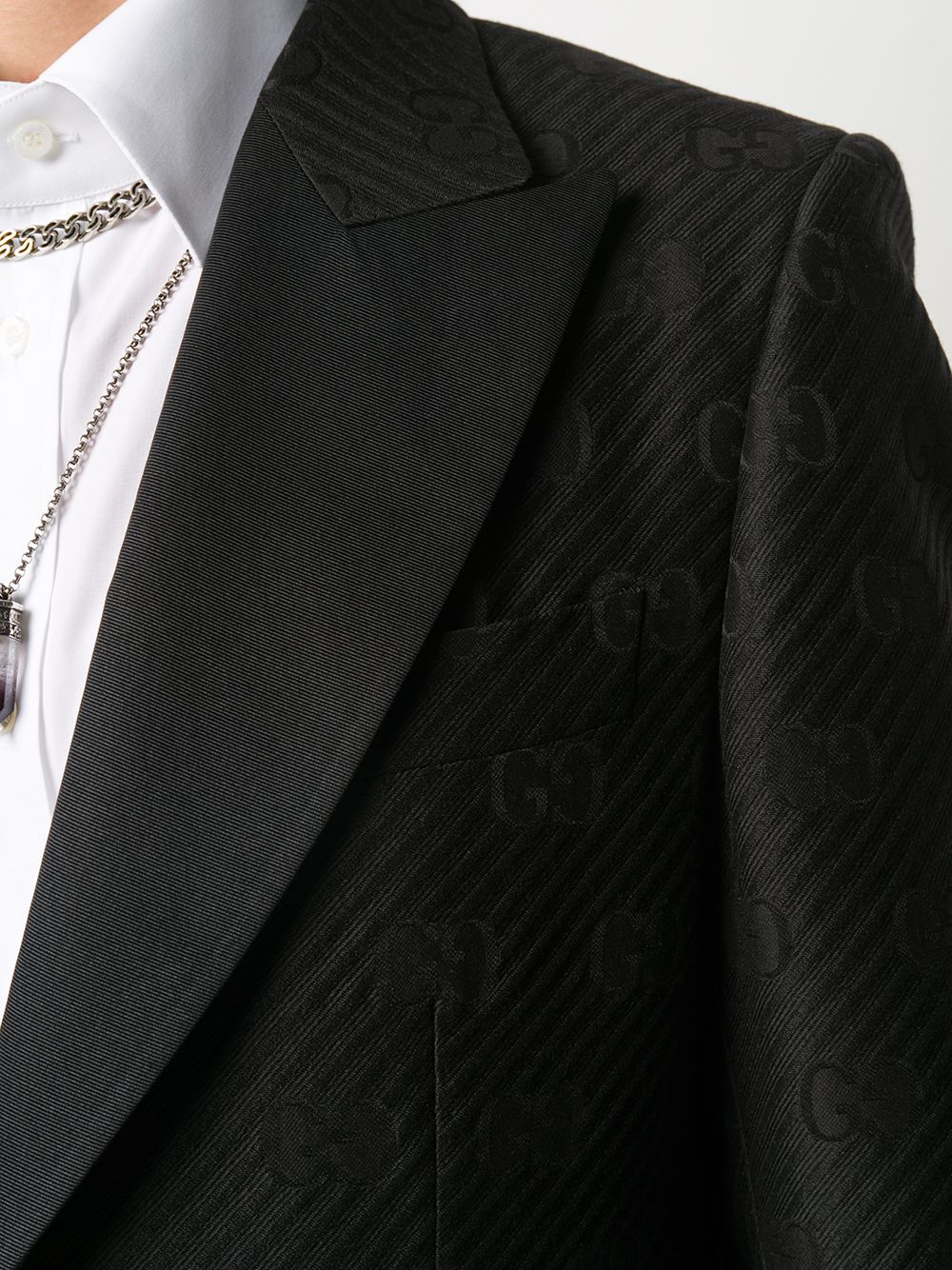 Shop Gucci Logo Monogram Blazer In Black