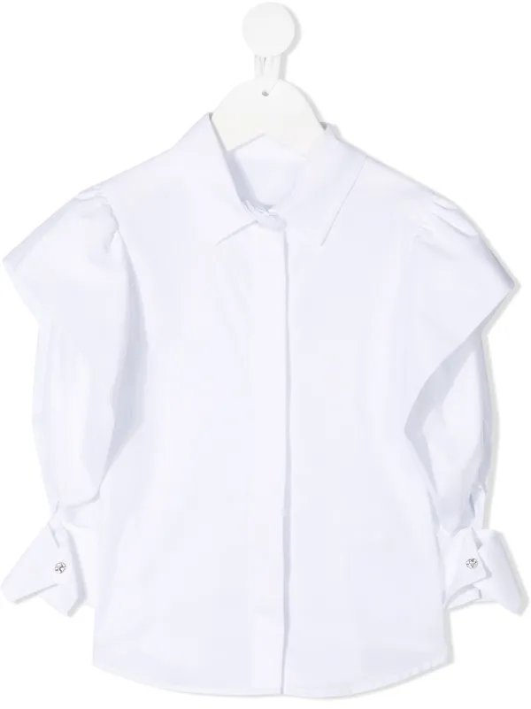 white ruffle long sleeve shirt