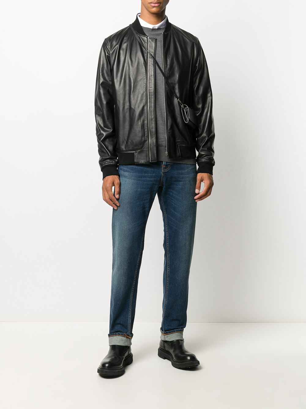 фото Golden goose leather bomber jacket