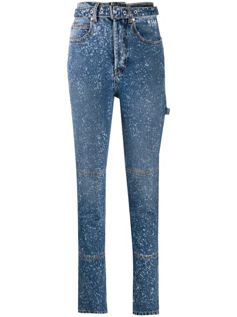MSGM paint-splattered slim-fit jeans