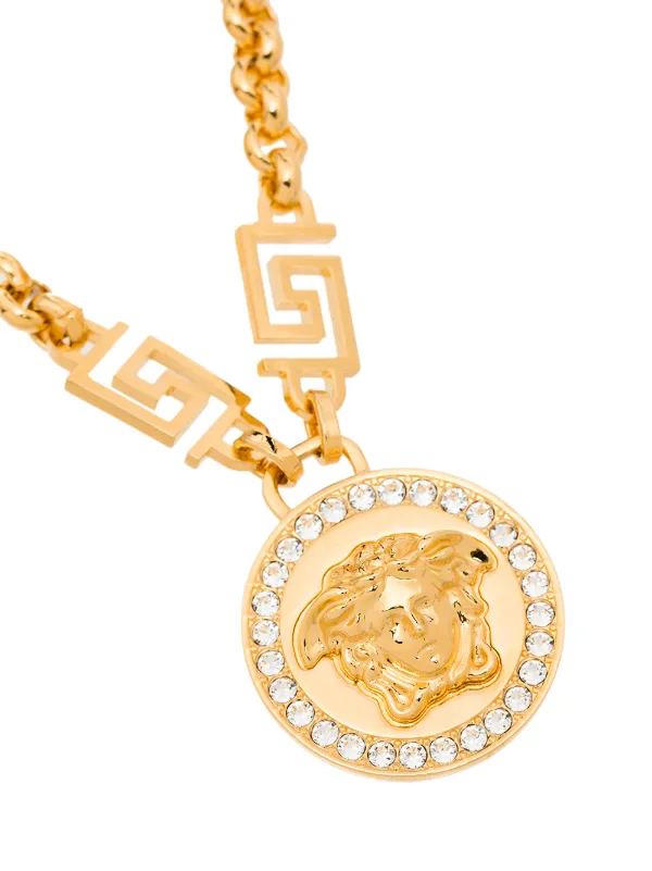 Pendentif Kurios ovale tête de méduse style versace motifs clé grecques  noirs - Bijouterie Langlois