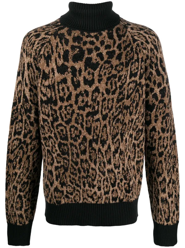 animal print polo neck jumper