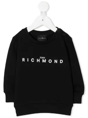 Felpa maglia Jhon Richmond sweatshirt girocollo sweater scritta nera ong sleeves