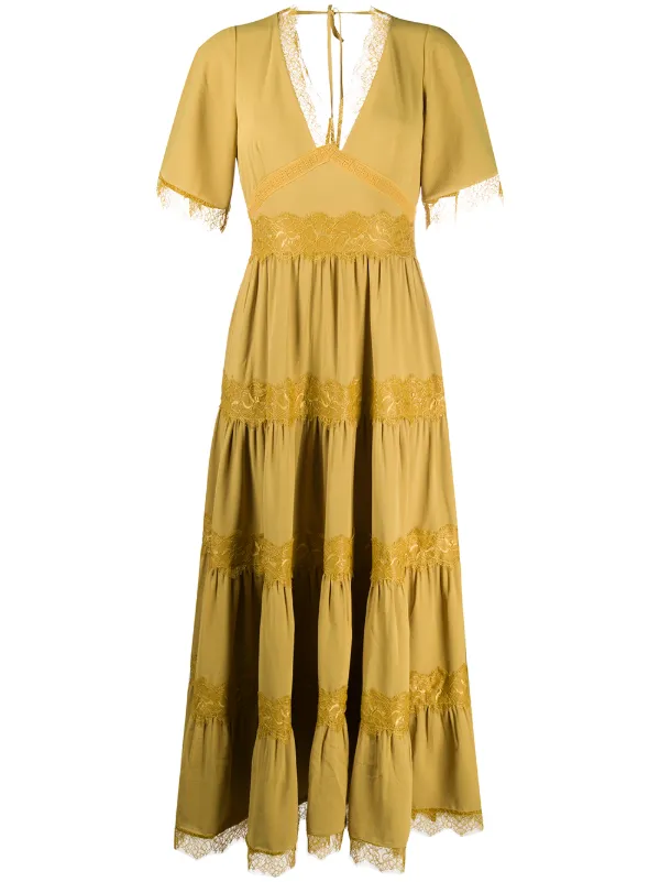 lace panel maxi dress