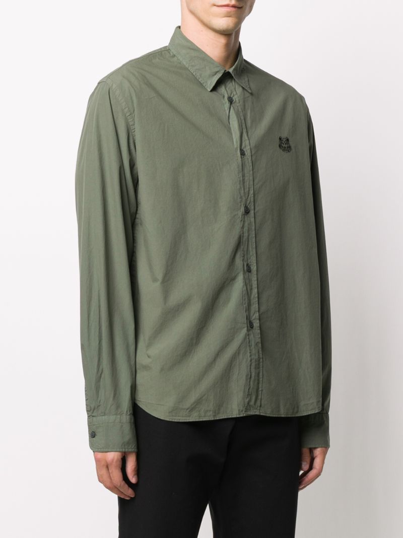 Shop Kenzo Tiger Crest Long-sleeve Shirt In Green