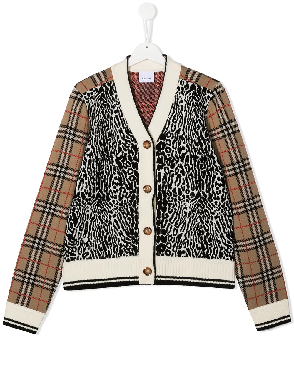 Burberry Kids джемпер с узором в клетку House Check и леопардовым принтом