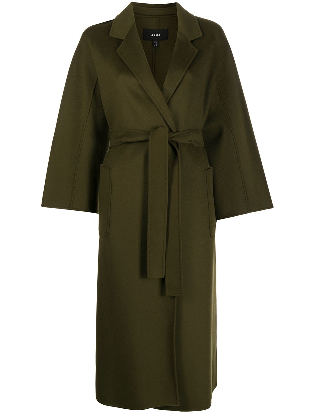 Arma Oversize Belted Coat In Green