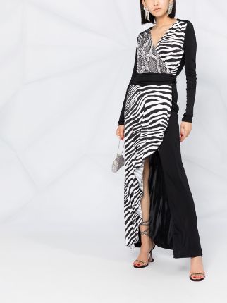 mix animal-print wrap dress展示图