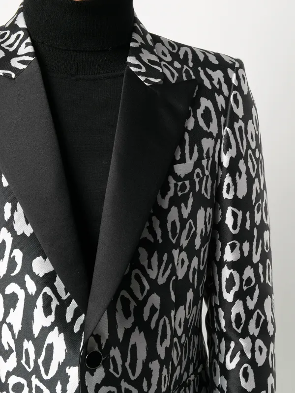 black printed tuxedo jacket