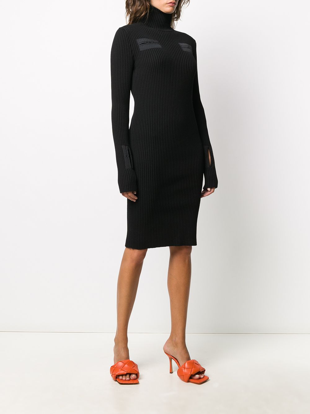фото Bottega veneta облегающее платье с высоким воротником