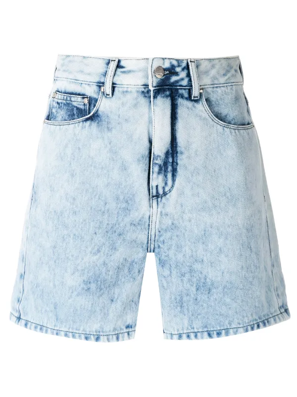 pleated denim shorts