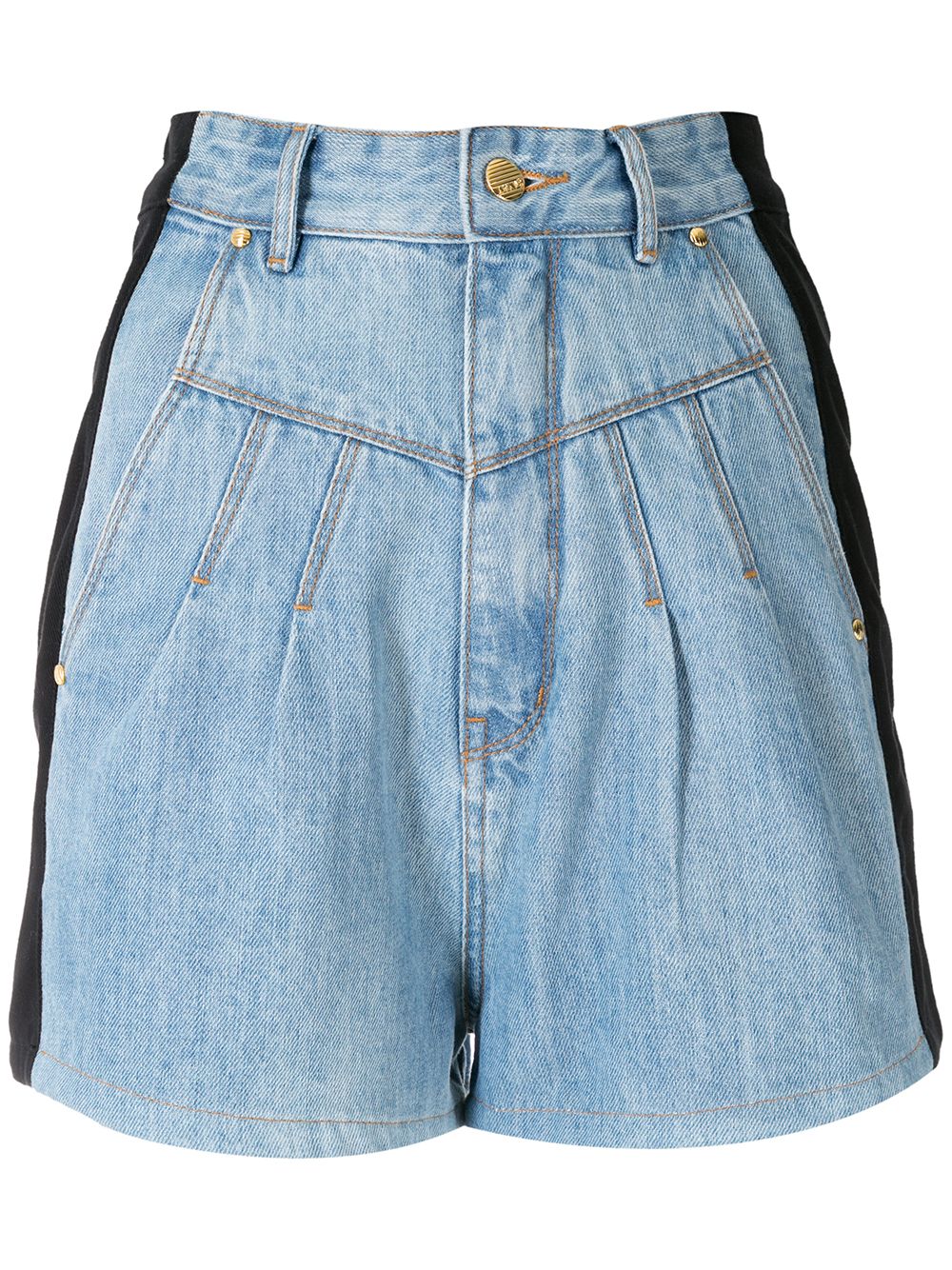 two-tone denim shorts