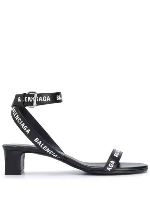 Balenciaga logo ankle strap sandals