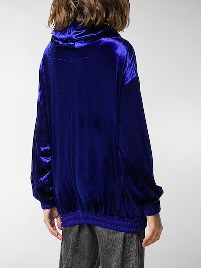 TOM FORD velvet zip-up hoodie blue | MODES