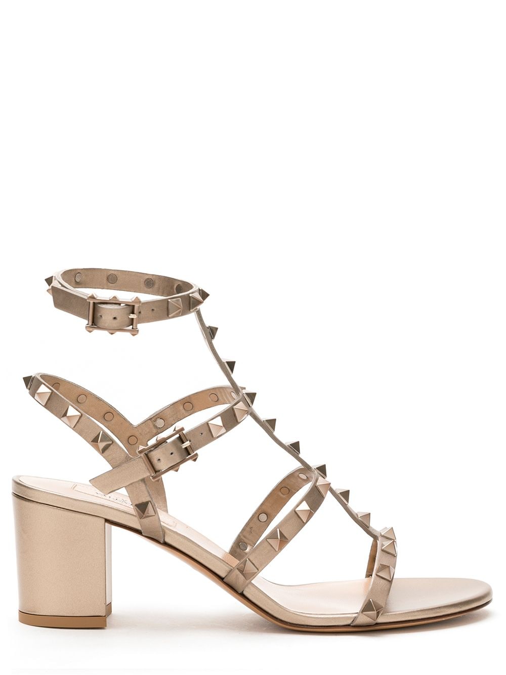 Shop Valentino Rockstud-embellished Sandals In Gold