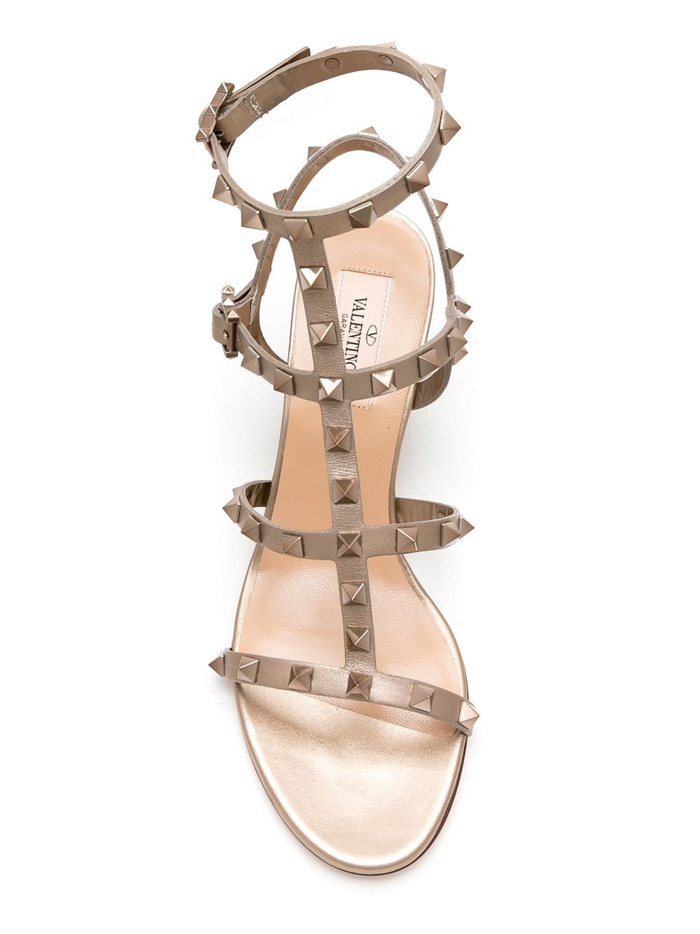 Shop Valentino Rockstud-embellished Sandals In Gold