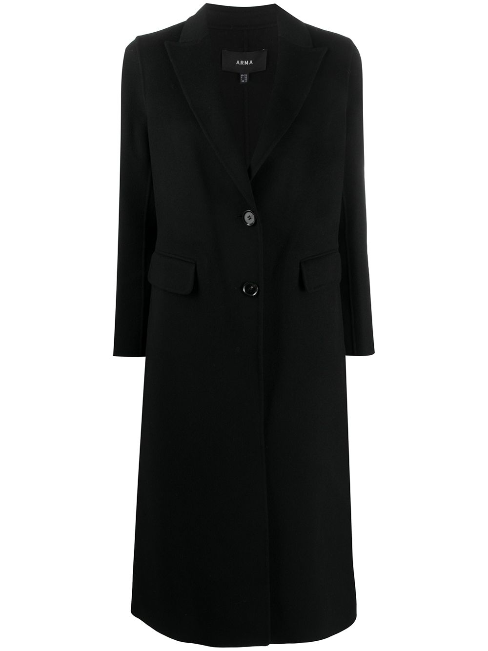 Arma Single-breasted Wool Coat In Black