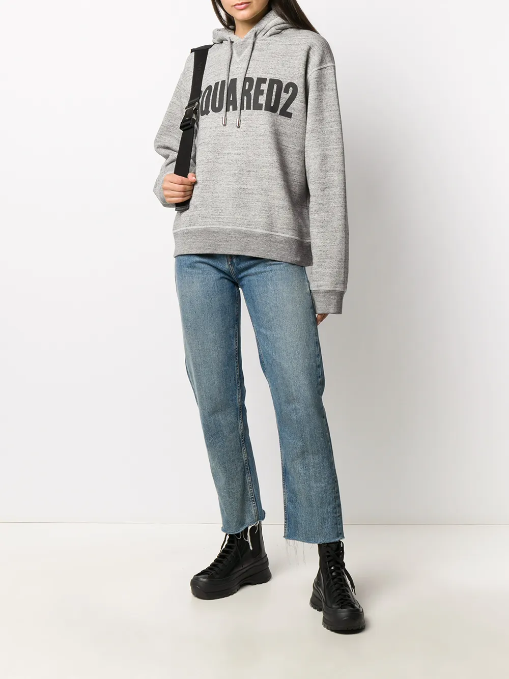 Image 2 of Dsquared2 logo-print relaxed-fit hoodie