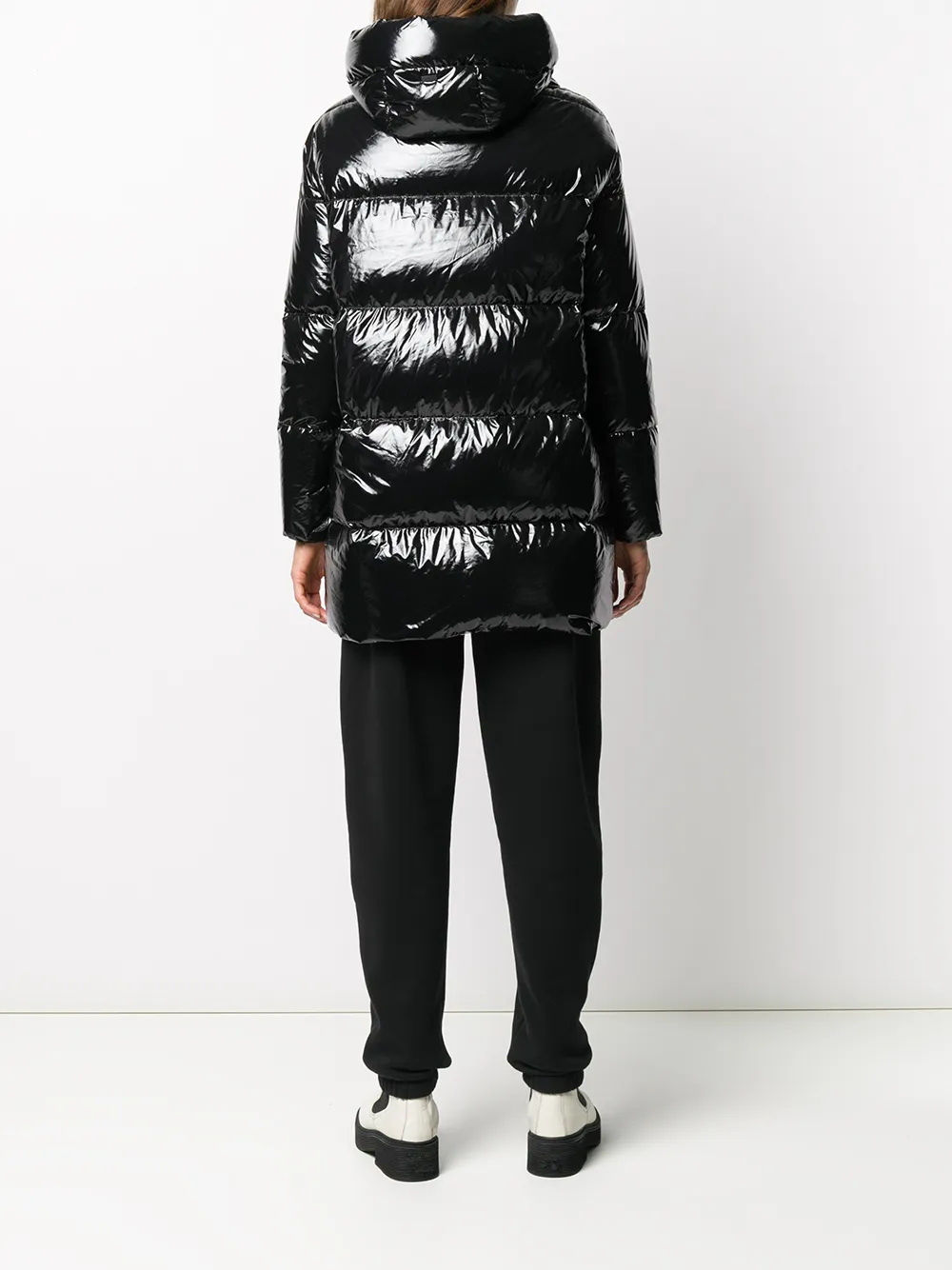 885 New HERNO Laminar Black Coat,42/6,Funnel Collar,Down
