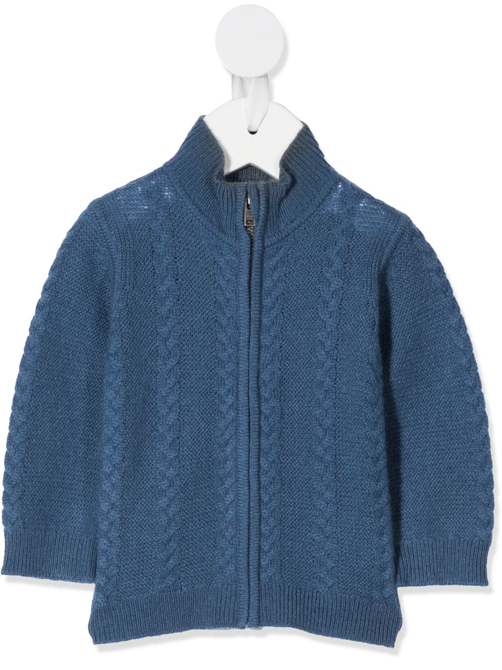 Bonpoint Babies' Cable-knit Zipped Cardigan In Blue