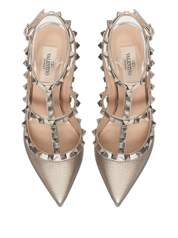Valentino Garavani ロックスタッズ メタリックパンプス 100mm