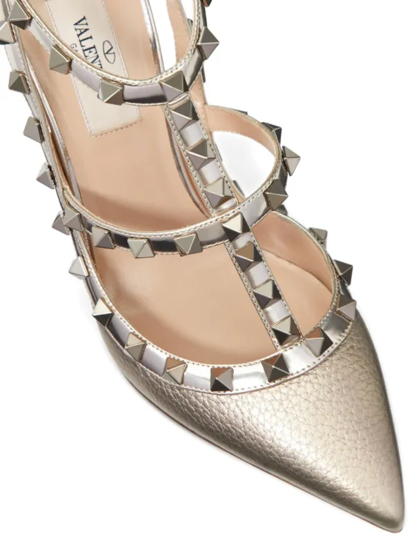 Valentino Garavani ロックスタッズ メタリックパンプス 100mm