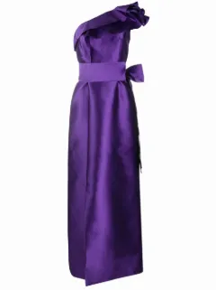 purple satin gown