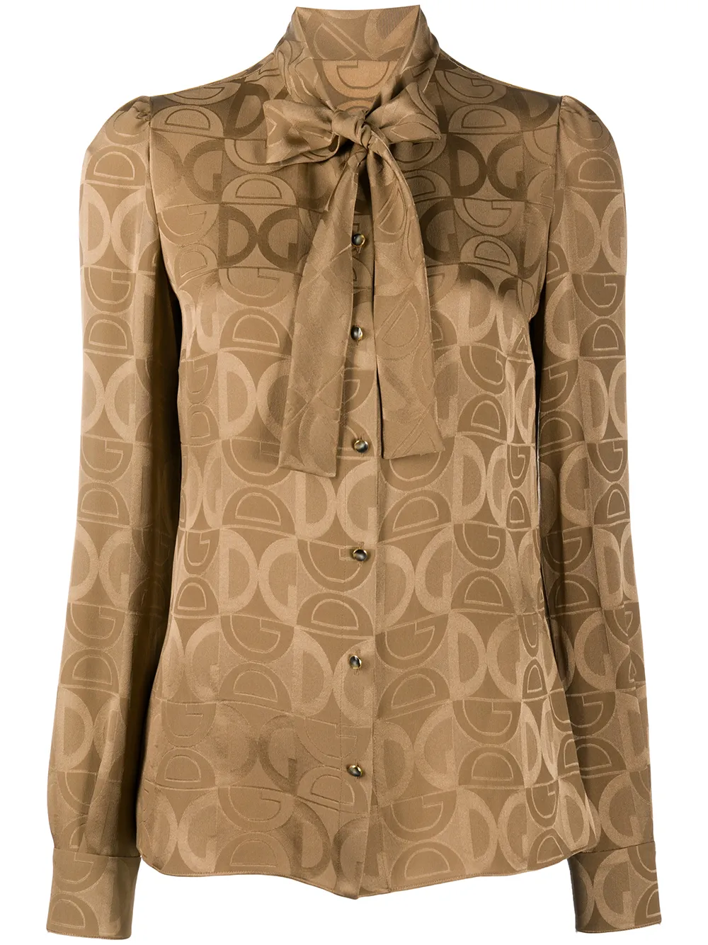 

Dolce & Gabbana pussy bow DG-logo jacquard shirt - Neutrals