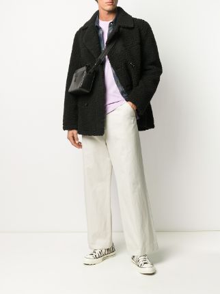 double breasted faux shearling coat展示图