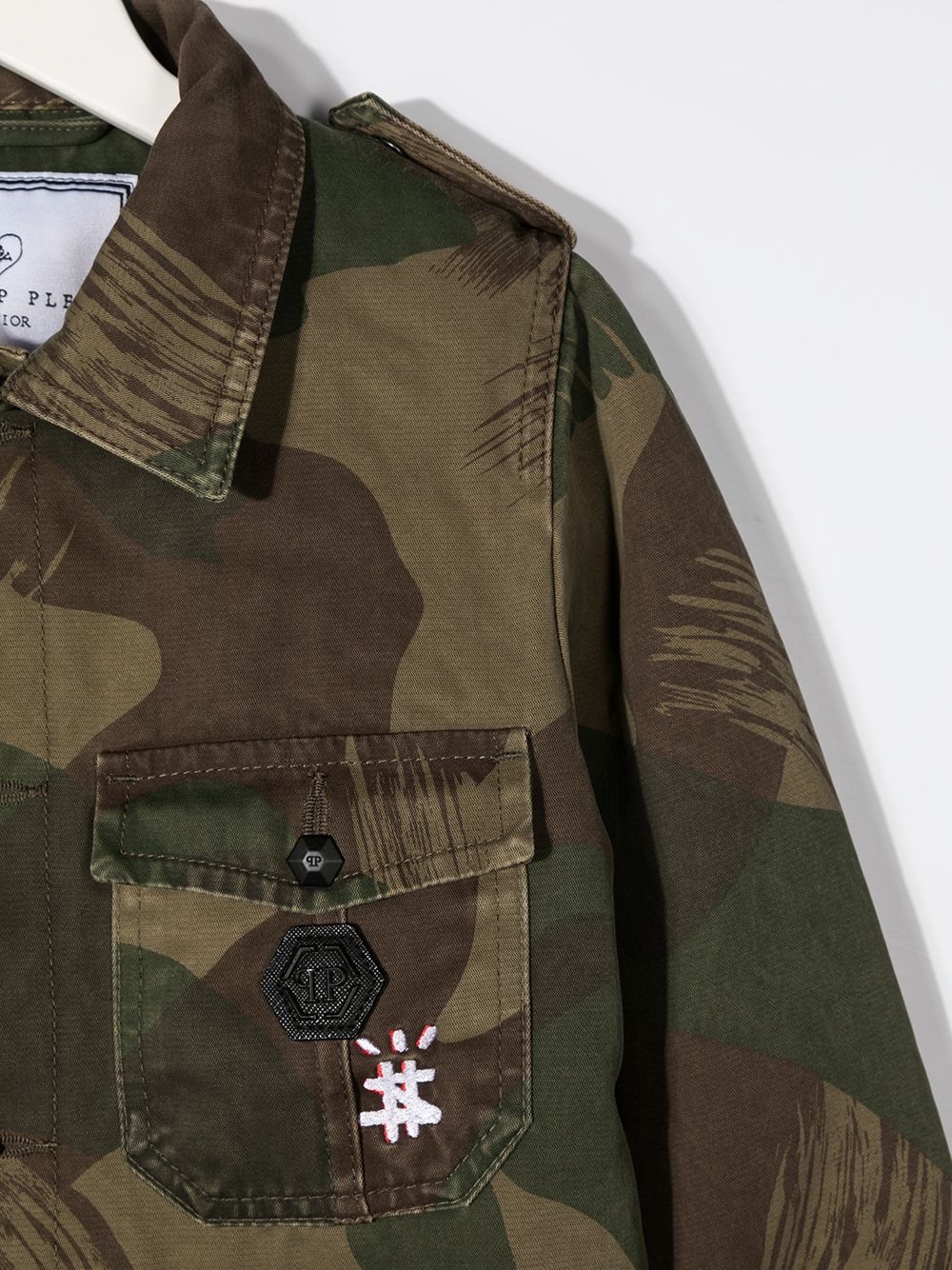 Shop Philipp Plein Teddy Bear Military Jacket In Green