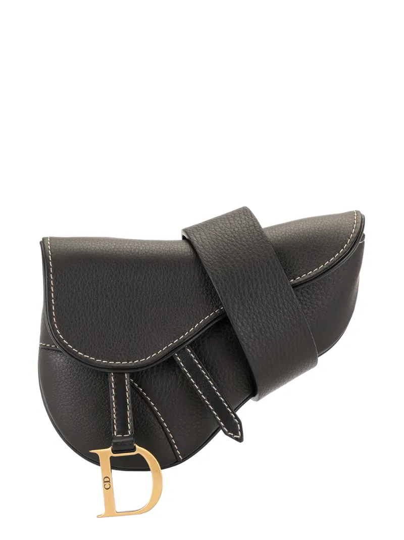 Pre-owned Dior  Saddle Belt Bag In Black